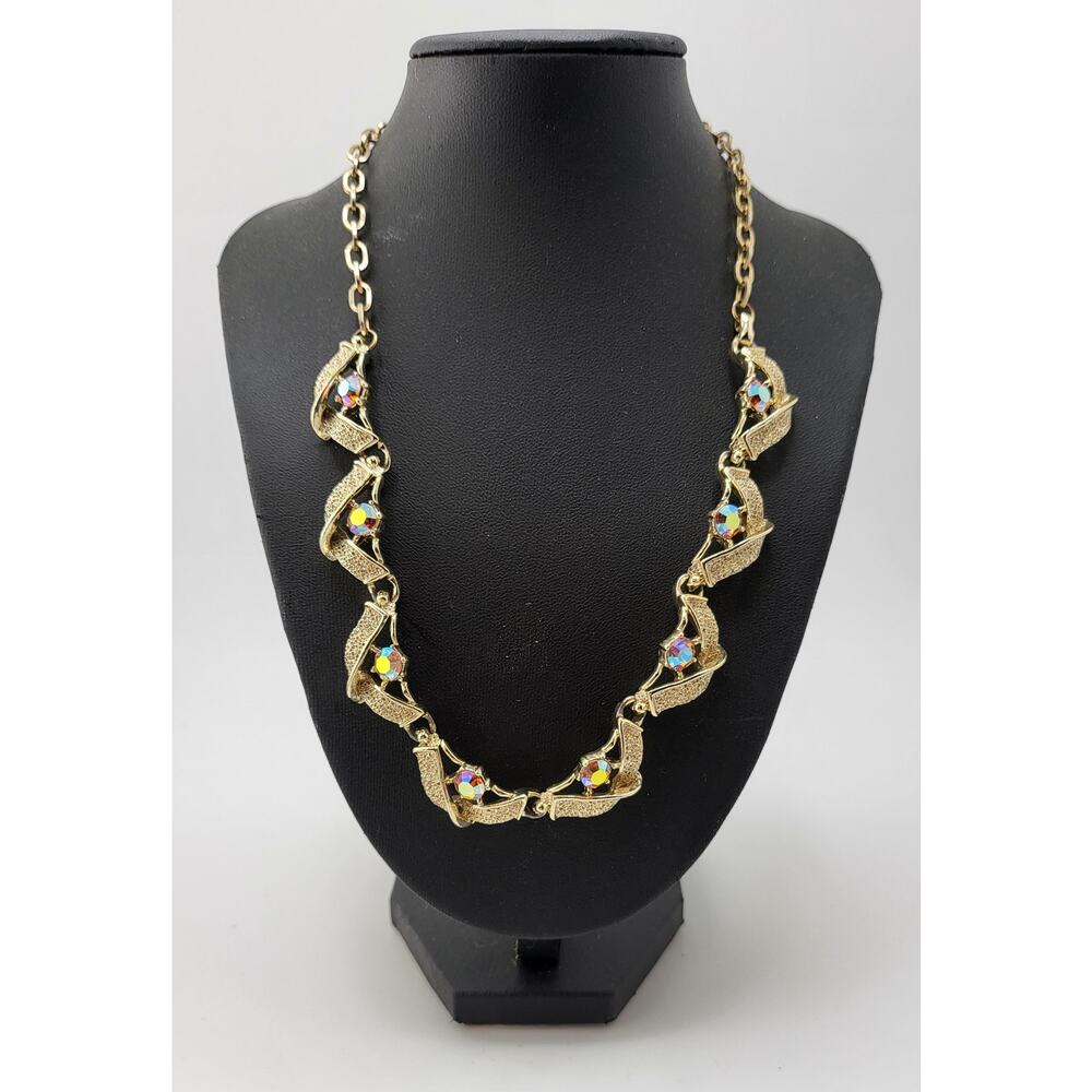 Vintage Aurora Borealis Rhinestone Link Necklace